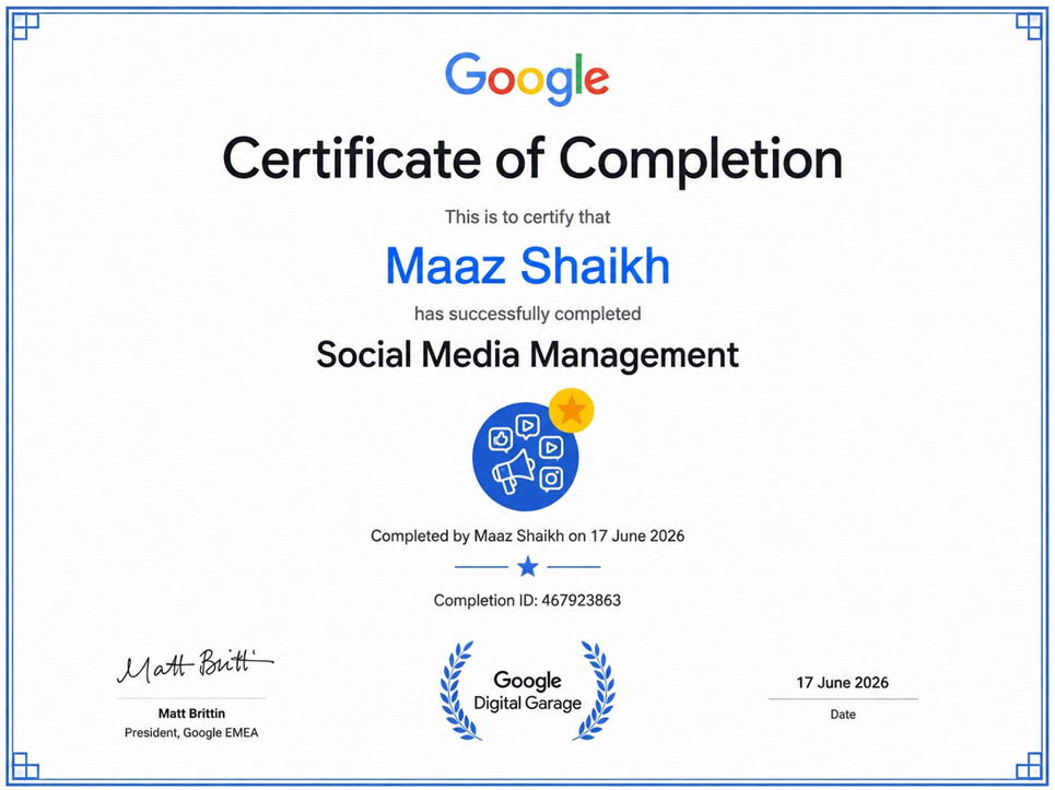 Maaz Shaikh Professional Certificate